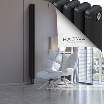 Kotto Aluminium Radiator 2000x131 Black Bottom Right 50mm