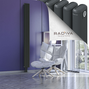 Kotto Aluminium Radiator 2000x176 Dark Anthracite Bottom Left 50mm