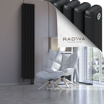 Kotto Aluminium Radiator 2000x356 Black Bottom Right 50mm
