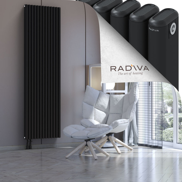 Kotto Aluminium Radiator 2000x581 Black Bottom Left 50mm