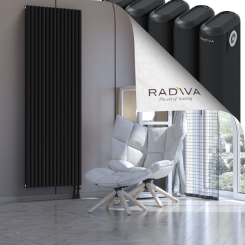 Kotto Aluminium Radiator 2000x671 Black Bottom Right 50mm