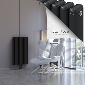 Kotto Aluminium Radiator 900x536 Black Bottom Middle 50mm