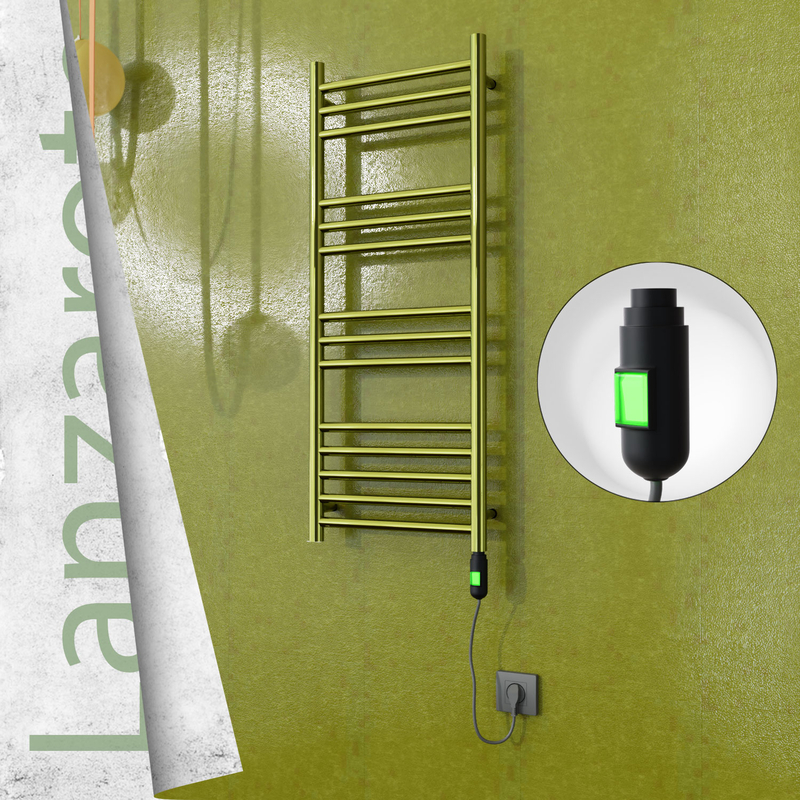 Lanzarote Electric Stainless Steel Towel Rail 400x1000 Gold (On/Off Switch) 200W 