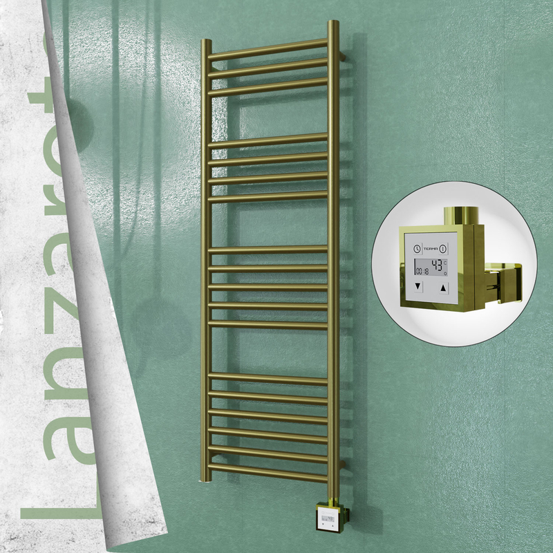 Lanzarote Electric Stainless Steel Towel Rail 400x1200 Satin Gold (KTX3 Thermostat) 300W 