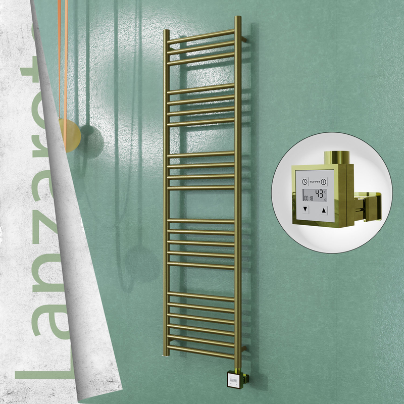 Lanzarote Electric Stainless Steel Towel Rail 400x1500 Satin Gold (KTX3 Thermostat) 300W 