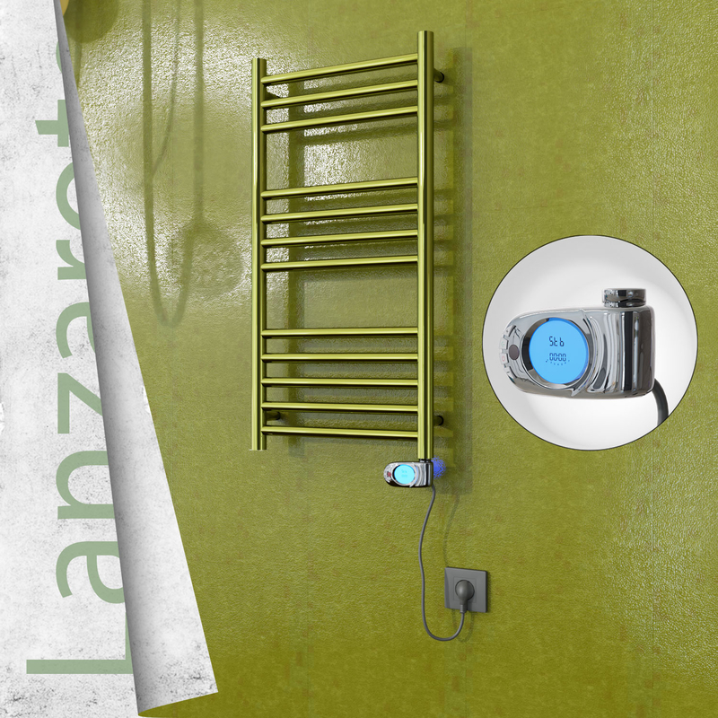 Lanzarote Electric Stainless Steel Towel Rail 400x800 Gold (Musa Thermostat) 200W