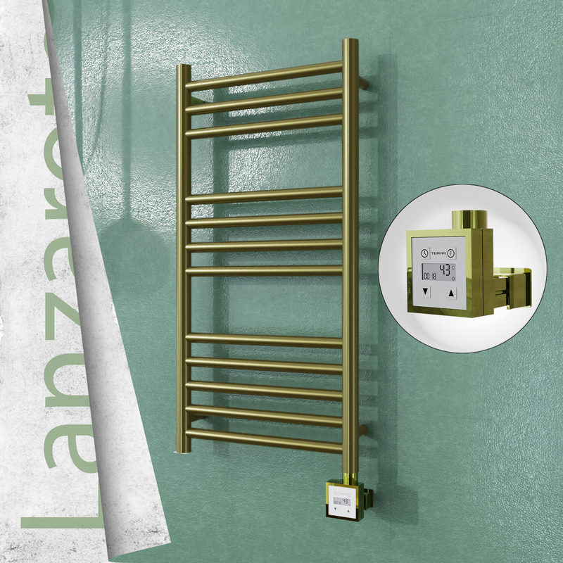 Lanzarote Electric Stainless Steel Towel Rail 400x800 Satin Gold (KTX3 Thermostat) 200W
