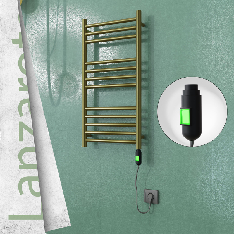 Lanzarote Electric Stainless Steel Towel Rail 400x800 Satin Gold (On/Off Switch) 200W