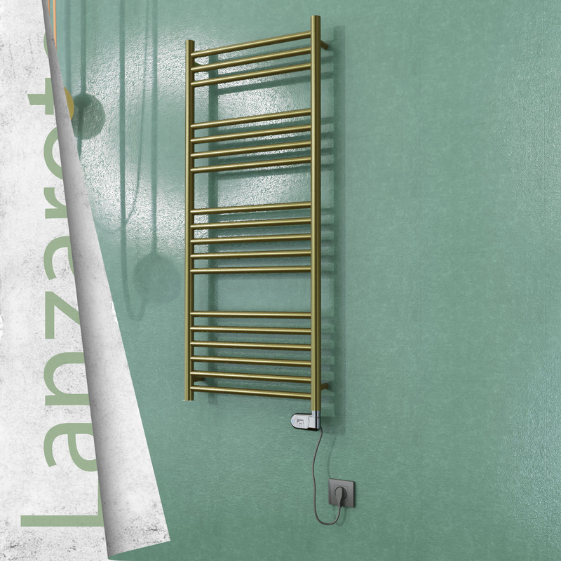 Lanzarote Electric Stainless Steel Towel Rail 500x1200 Satin Gold (Thesis Thermostat) 300W 