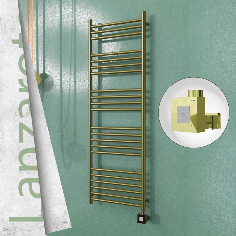 Lanzarote Electric Stainless Steel Towel Rail 500x1500 Satin Gold (KTX1 Thermostat) 300W
