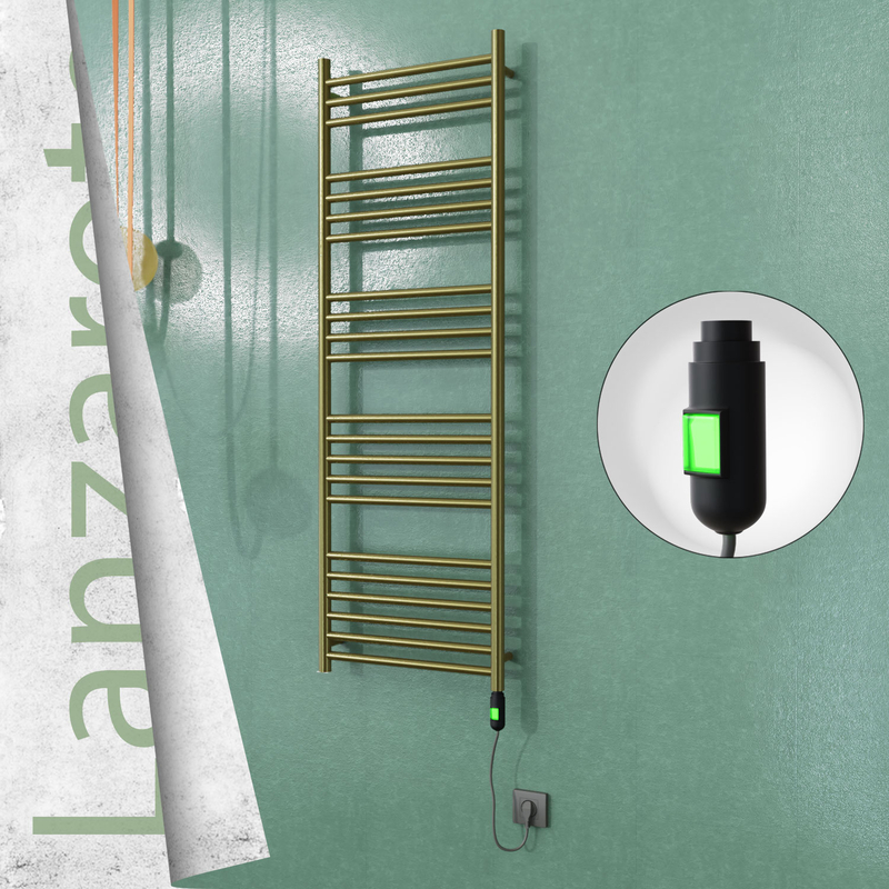Lanzarote Electric Stainless Steel Towel Rail 500x1500 Satin Gold (On/Off Switch) 300W 