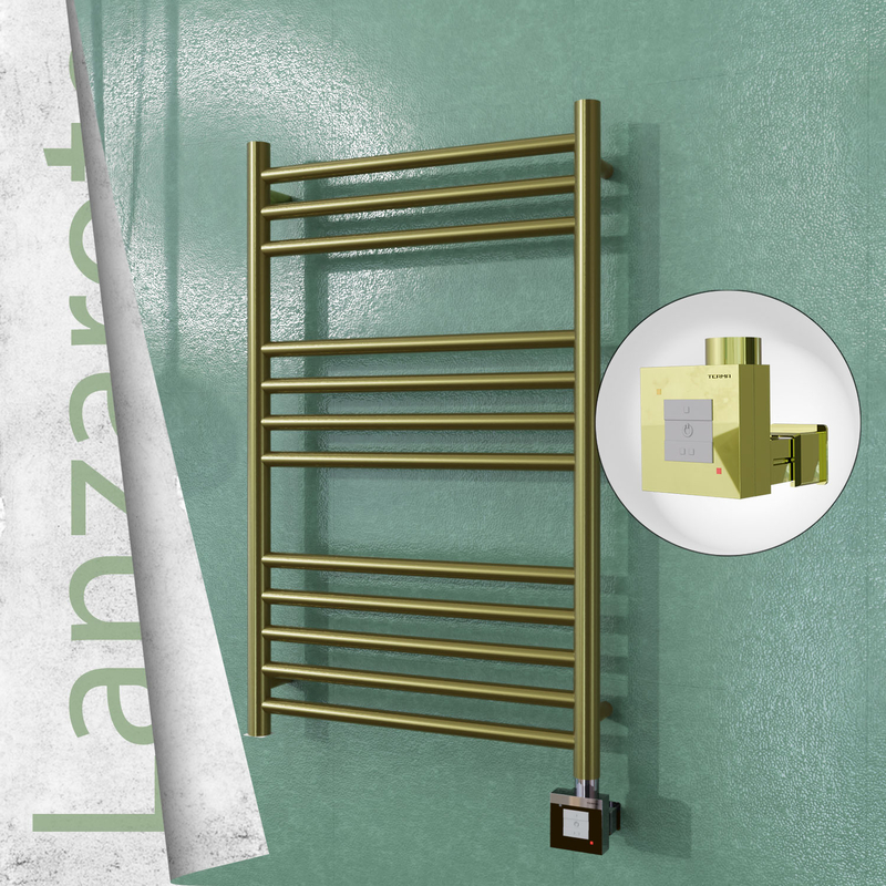Lanzarote Electric Stainless Steel Towel Rail 500x800 Satin Gold (KTX1 Thermostat) 200W