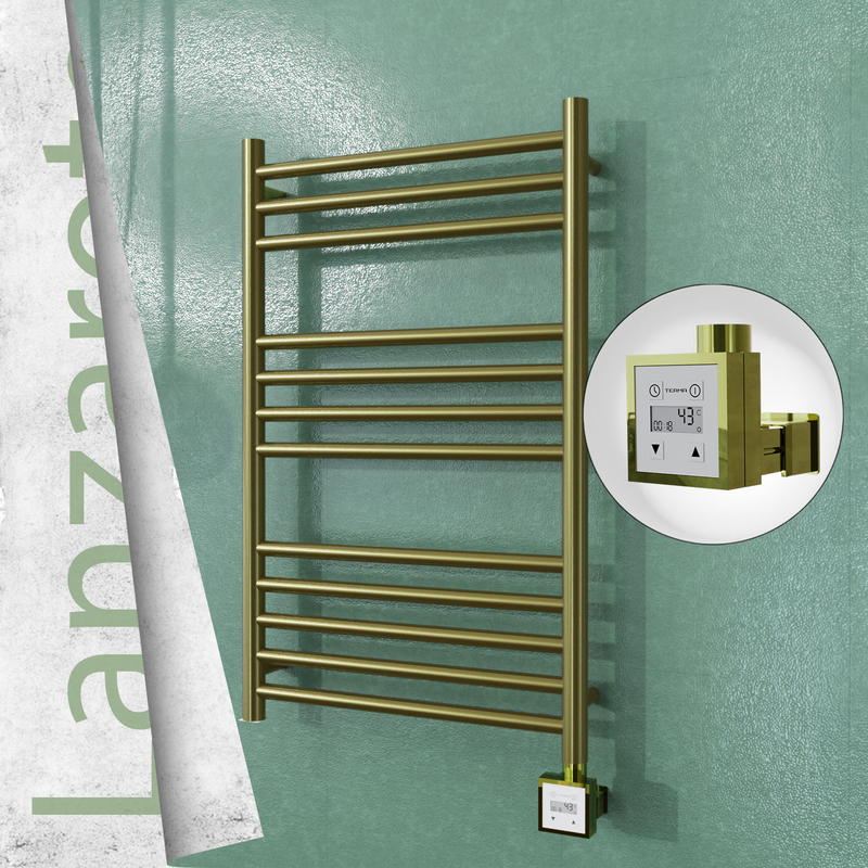 Lanzarote Electric Stainless Steel Towel Rail 500x800 Satin Gold (KTX3 Thermostat) 200W 