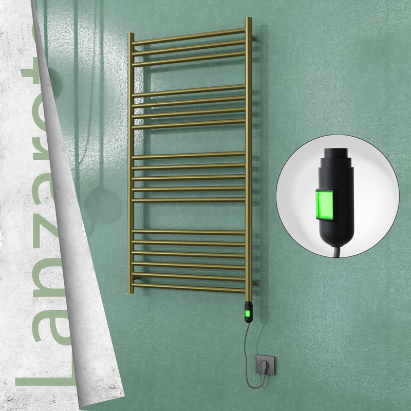 Lanzarote Electric Stainless Steel Towel Rail 600x1200 Satin Gold (On/Off Switch) 300W 
