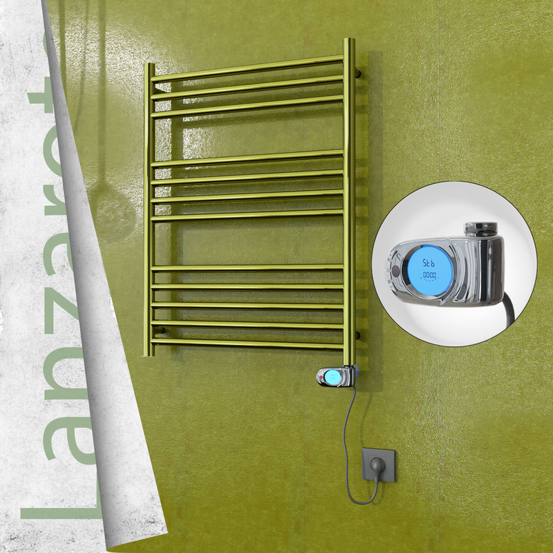Lanzarote Electric Stainless Steel Towel Rail 600x800 Gold (Musa Thermostat) 200W