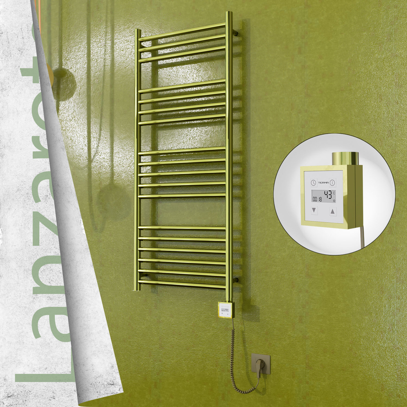 Lanzarote Sèche Serviettes Electrique 500x1200 Or Ktx3 300 Watt Câble en spirale