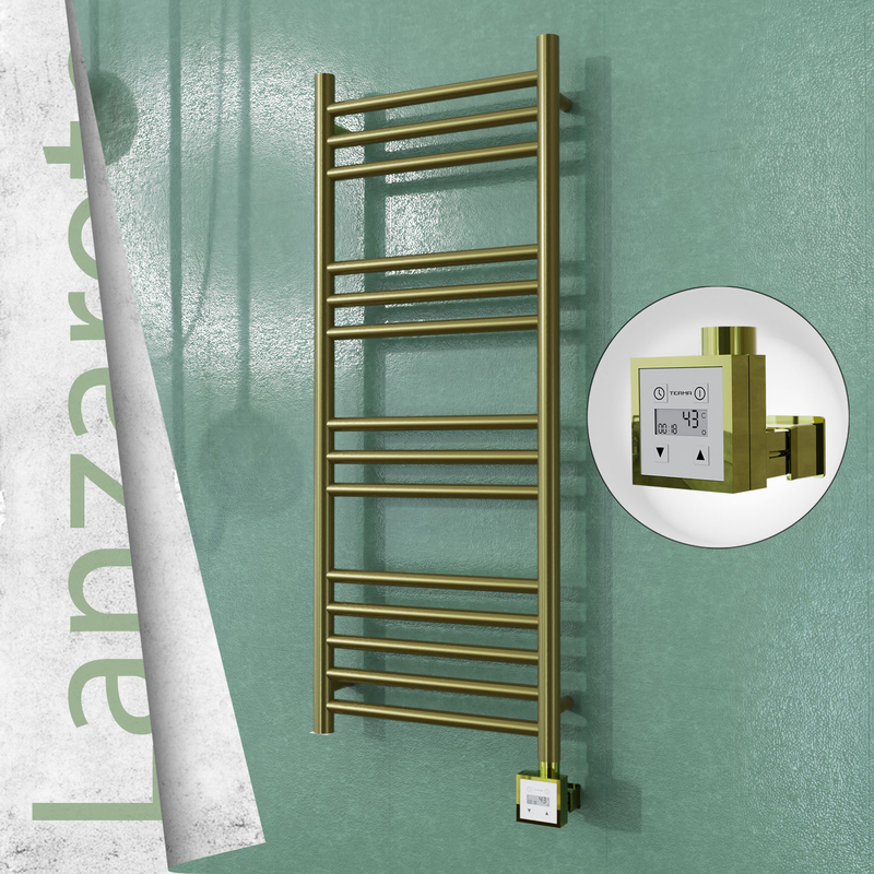 Lanzarote Elektrikli Paslanmaz Çelik Havlupan 400x1000 Satine Altın (KTX3 Termostat) 200W