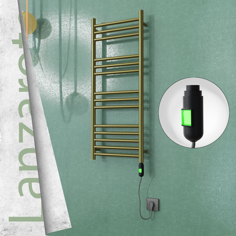 Lanzarote Elektrikli Paslanmaz Çelik Havlupan 400x1000 Satine Altın (On/Off Düğmeli) 200W