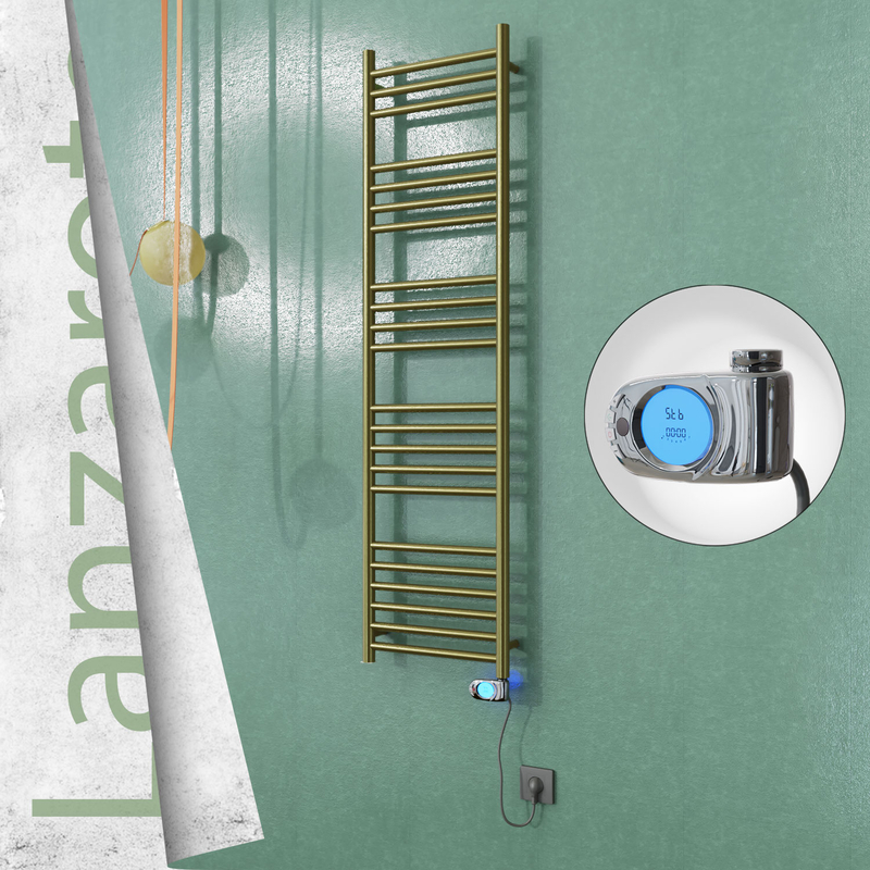 Lanzarote Elektrikli Paslanmaz Çelik Havlupan 400x1500 Satine Altın (Musa Termostat) 300W 