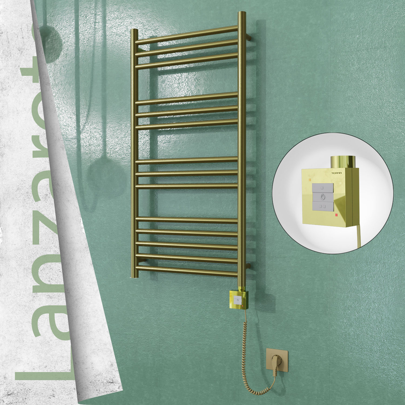 Lanzarote Elektrikli Paslanmaz Çelik Havlupan 500x1000 Satine Altın (KTX1 Termostat) 200W Spiral Kablolu
