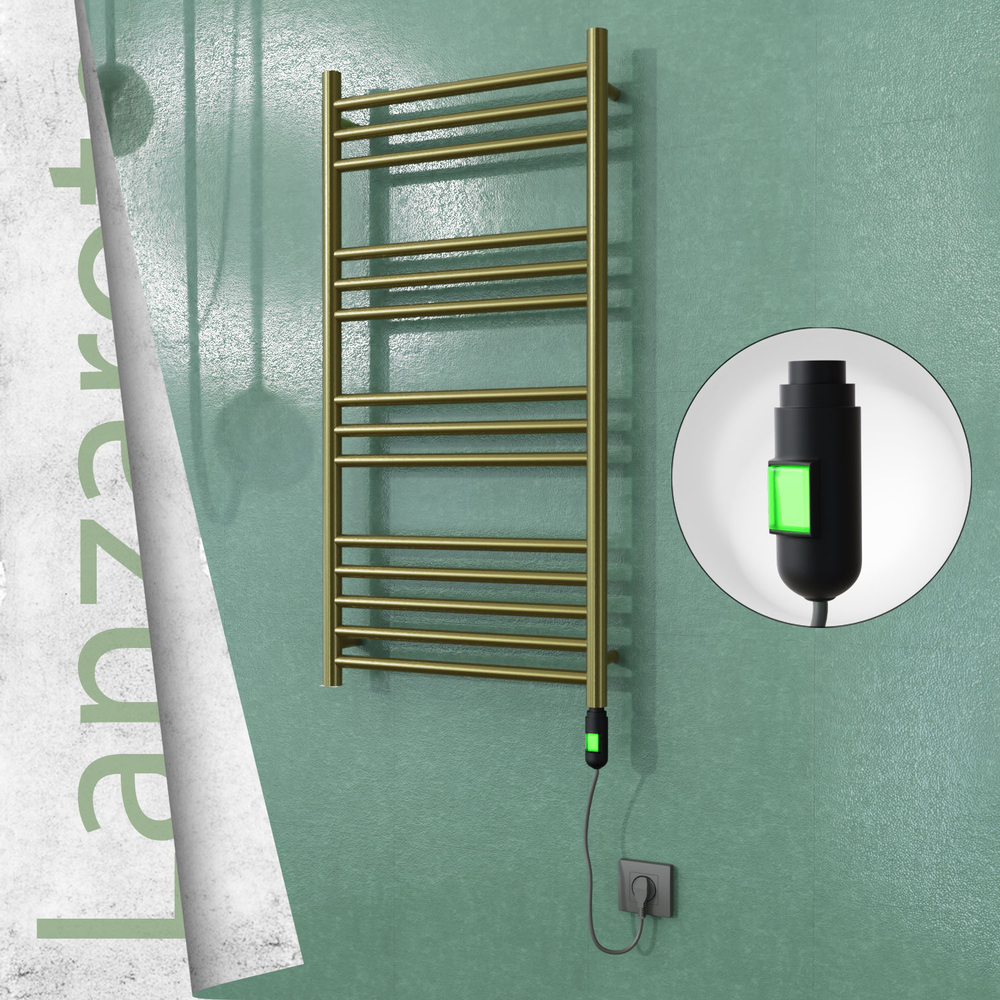 Lanzarote Elektrikli Paslanmaz Çelik Havlupan 500x1000 Satine Altın (On/Off Düğmeli) 200W - 1