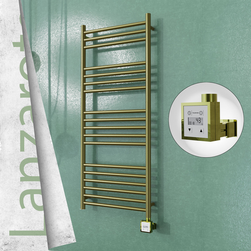 Lanzarote Elektrikli Paslanmaz Çelik Havlupan 500x1200 Satine Altın (KTX3 Termostat) 300W
