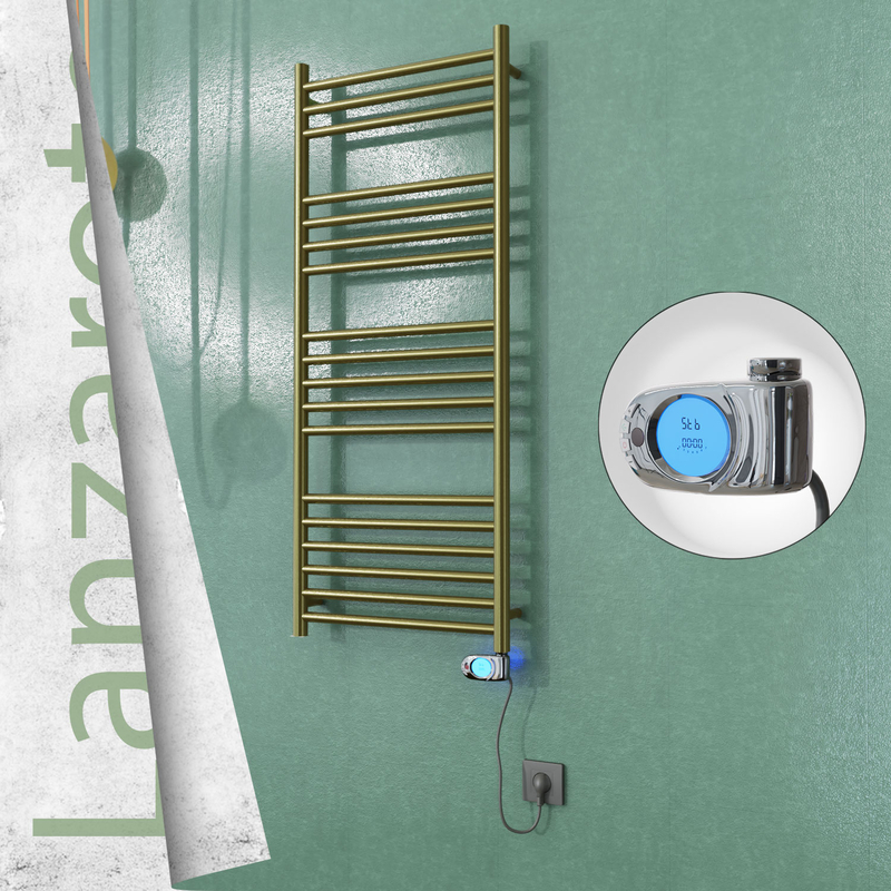 Lanzarote Elektrikli Paslanmaz Çelik Havlupan 500x1200 Satine Altın (Musa Termostat) 300W