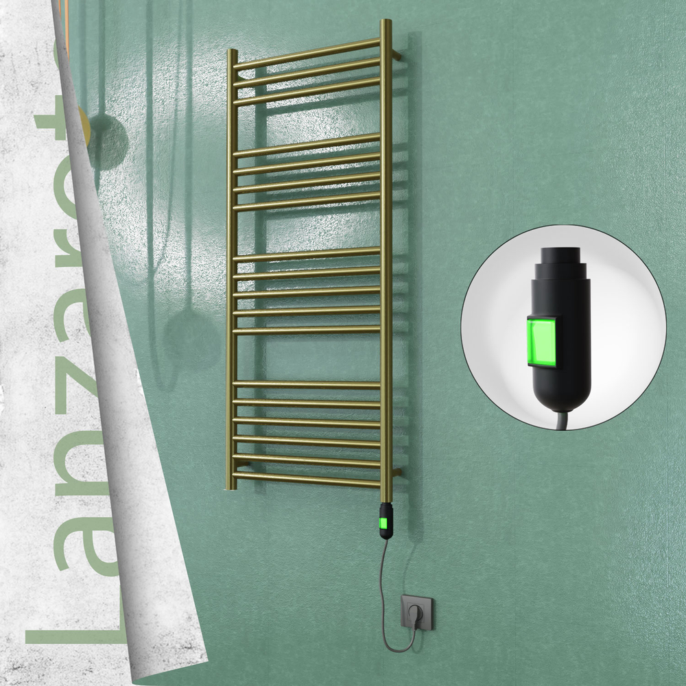Lanzarote Elektrikli Paslanmaz Çelik Havlupan 500x1200 Satine Altın (On/Off Düğmeli) 300W - 1