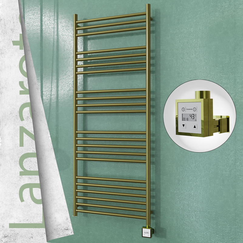 Lanzarote Elektrikli Paslanmaz Çelik Havlupan 600x1500 Satine Altın (KTX3 Termostat) 600W