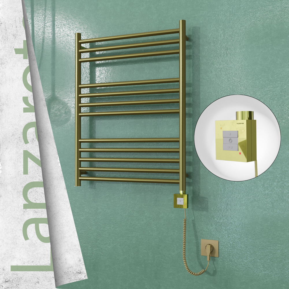 Lanzarote Elektrikli Paslanmaz Çelik Havlupan 600x800 Satine Altın (KTX1 Termostat) 200W Spiral Kablolu - 1