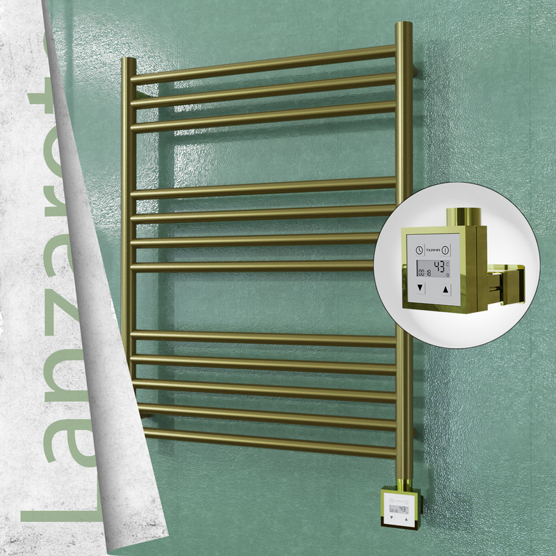 Lanzarote Elektrikli Paslanmaz Çelik Havlupan 600x800 Satine Altın (KTX3 Termostat) 200W 