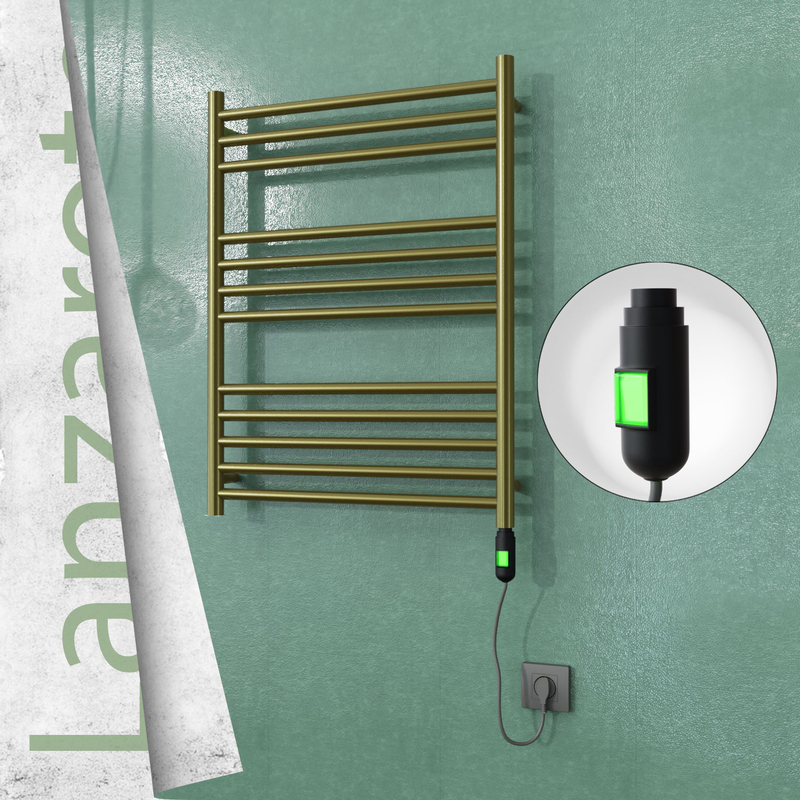 Lanzarote Elektrikli Paslanmaz Çelik Havlupan 600x800 Satine Altın (On/Off Düğmeli) 200W