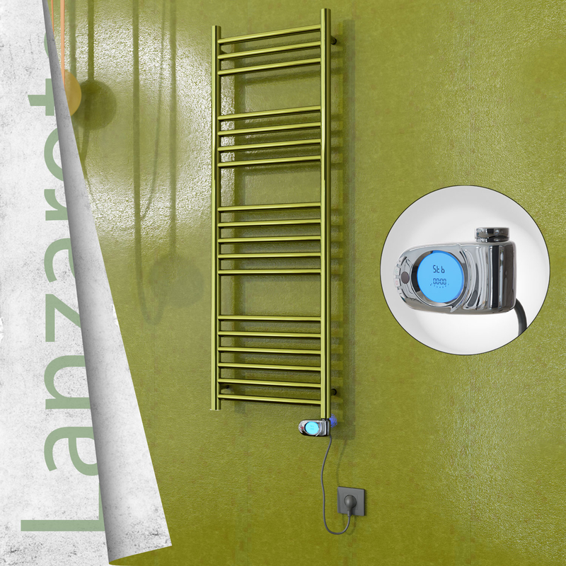 Lanzarote Sèche-serviettes Électrique en Inox 400x1200 Doré (Musa Thermostat) 300W 