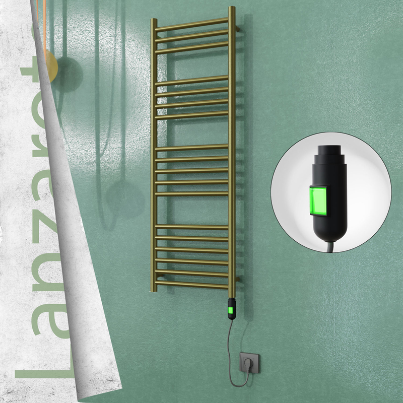 Lanzarote Sèche-serviettes Électrique en Inox 400x1200 Doré Satiné (Interrupteur Marche/Arrêt) 300W 
