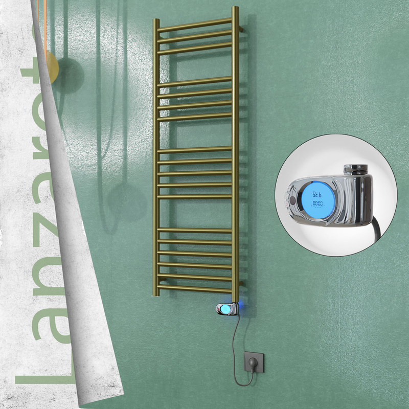 Lanzarote Sèche-serviettes Électrique en Inox 400x1200 Doré Satiné (Musa Thermostat) 300W 
