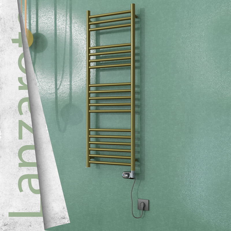 Lanzarote Sèche-serviettes Électrique en Inox 400x1200 Doré Satiné (Thesis Thermostat) 300W 