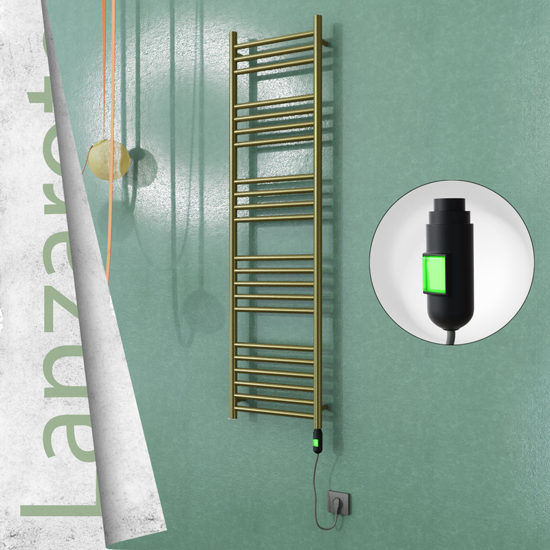Lanzarote Sèche-serviettes Électrique en Inox 400x1500 Doré Satiné (Interrupteur Marche/Arrêt) 300W 