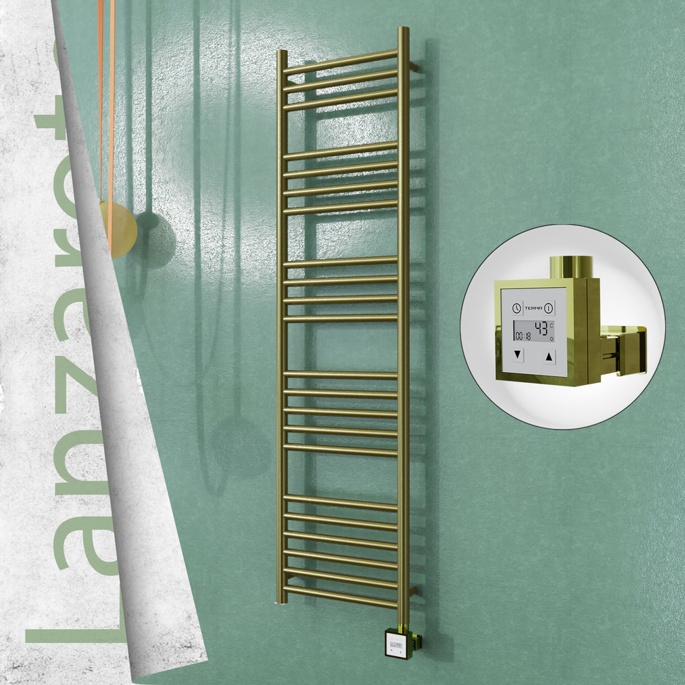 Lanzarote Sèche-serviettes Électrique en Inox 400x1500 Doré Satiné (KTX3 Thermostat) 300W - 1