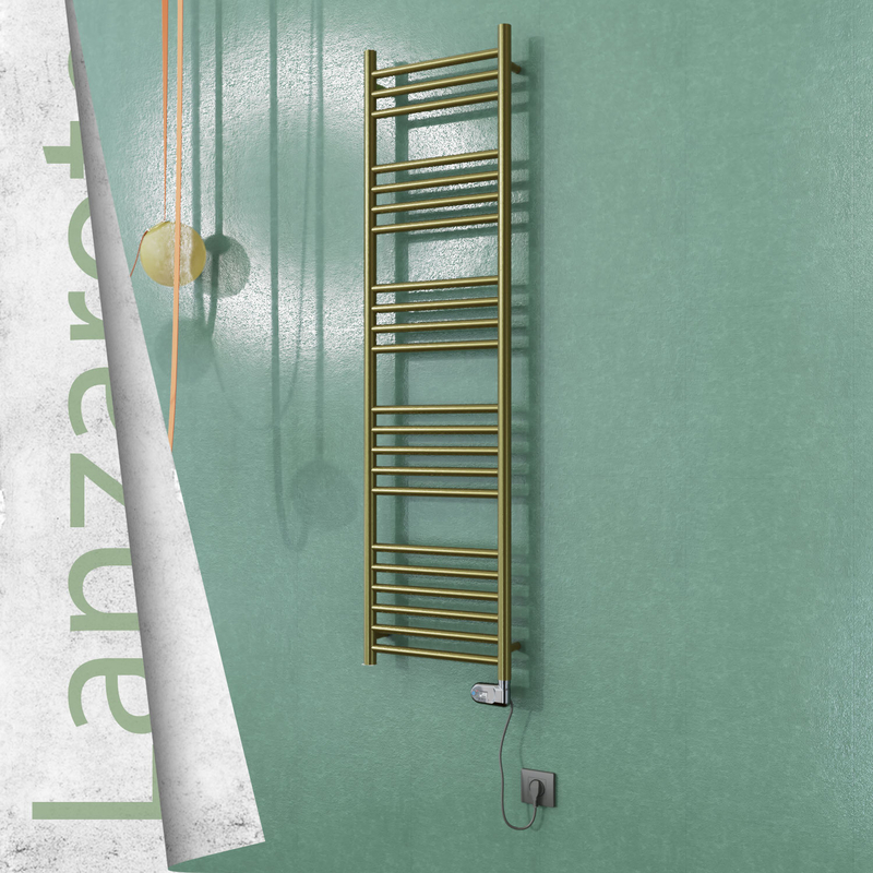 Lanzarote Sèche-serviettes Électrique en Inox 400x1500 Doré Satiné (Thesis Thermostat) 300W 
