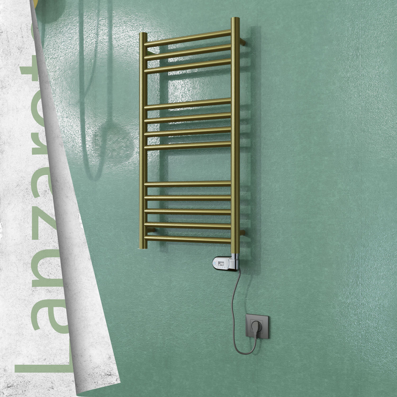 Lanzarote Sèche-serviettes Électrique en Inox 400x800 Doré Satiné (Thesis Thermostat) 200W