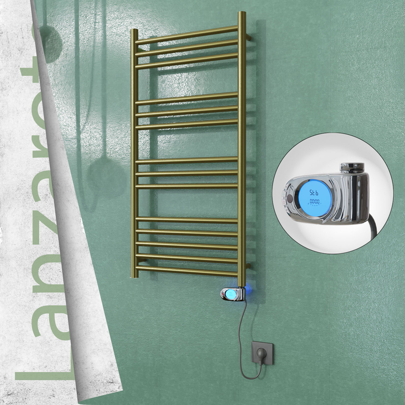 Lanzarote Sèche-serviettes Électrique en Inox 500x1000 Doré Satiné (Musa Thermostat) 200W 