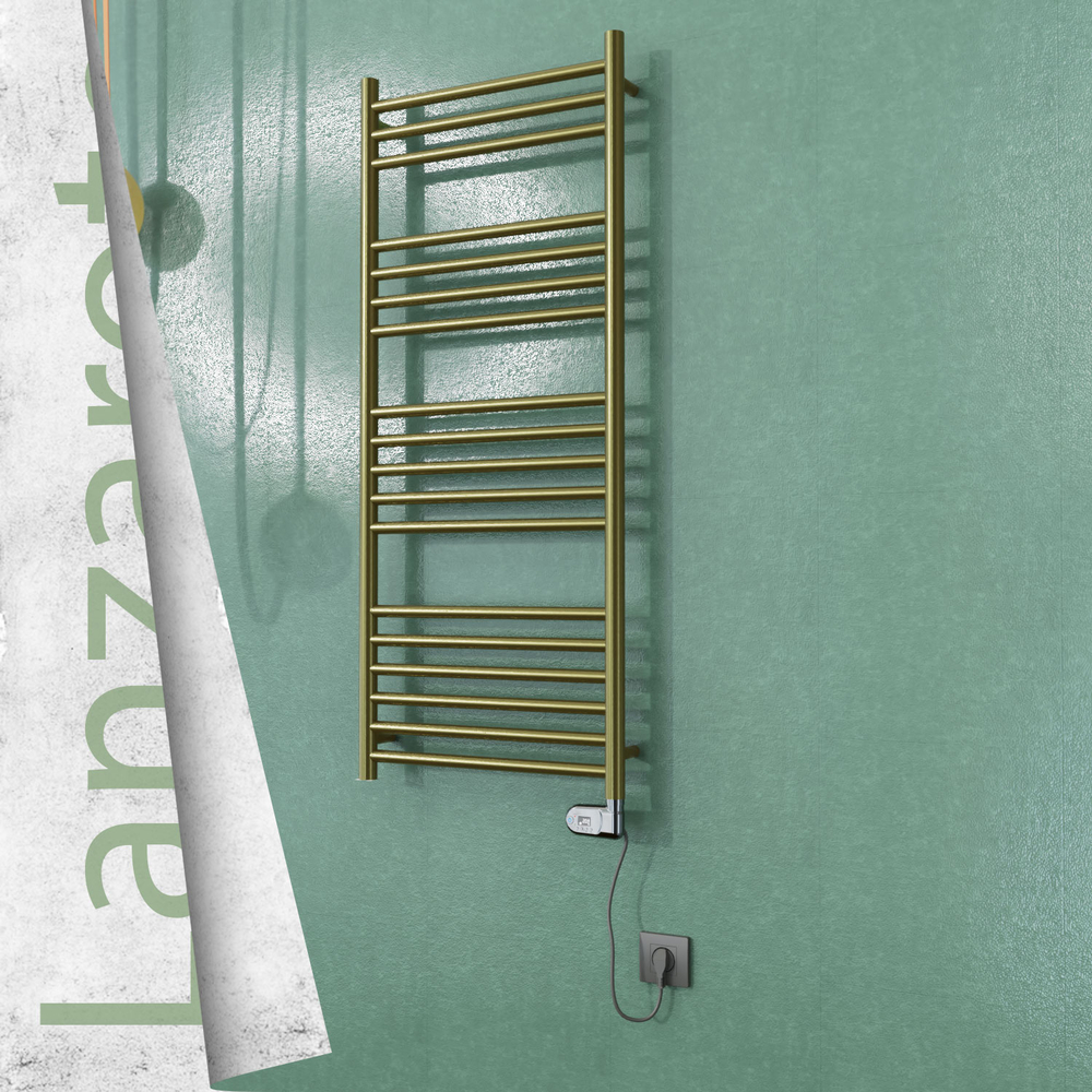 Lanzarote Sèche-serviettes Électrique en Inox 500x1200 Doré Satiné (Thesis Thermostat) 300W - 1