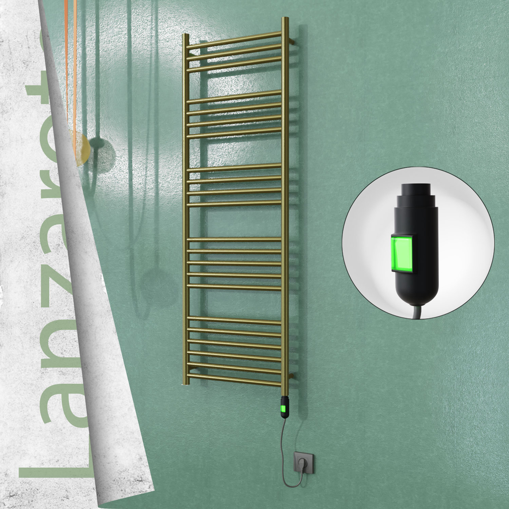Lanzarote Sèche-serviettes Électrique en Inox 500x1500 Doré Satiné (Interrupteur Marche/Arrêt) 300W - 1