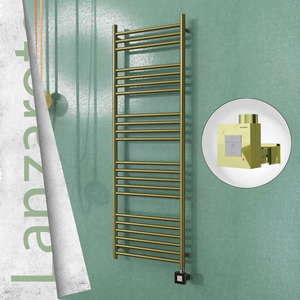Lanzarote Sèche-serviettes Électrique en Inox 500x1500 Doré Satiné (KTX1 Thermostat) 300W - 1
