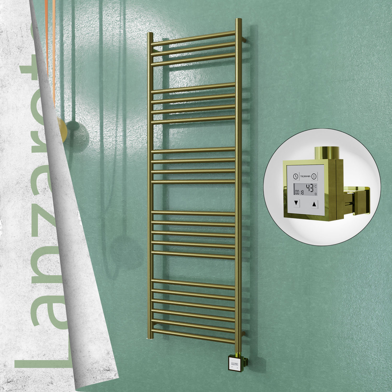 Lanzarote Sèche-serviettes Électrique en Inox 500x1500 Doré Satiné (KTX3 Thermostat) 300W 