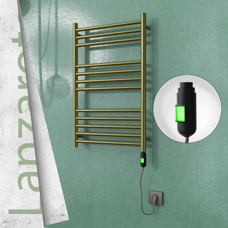Lanzarote Sèche-serviettes Électrique en Inox 500x800 Doré Satiné (Interrupteur Marche/Arrêt) 200W