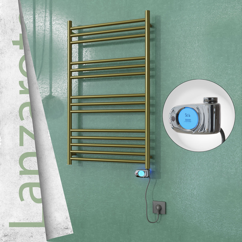 Lanzarote Sèche-serviettes Électrique en Inox 600x1000 Doré Satiné (Musa Thermostat) 300W 