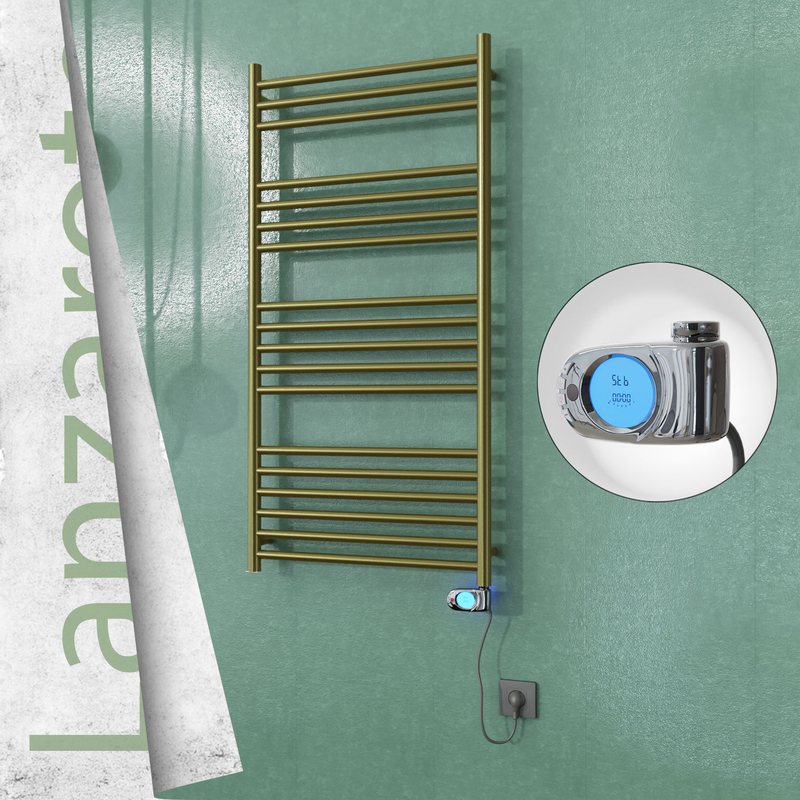 Lanzarote Sèche-serviettes Électrique en Inox 600x1200 Doré Satiné (Musa Thermostat) 300W