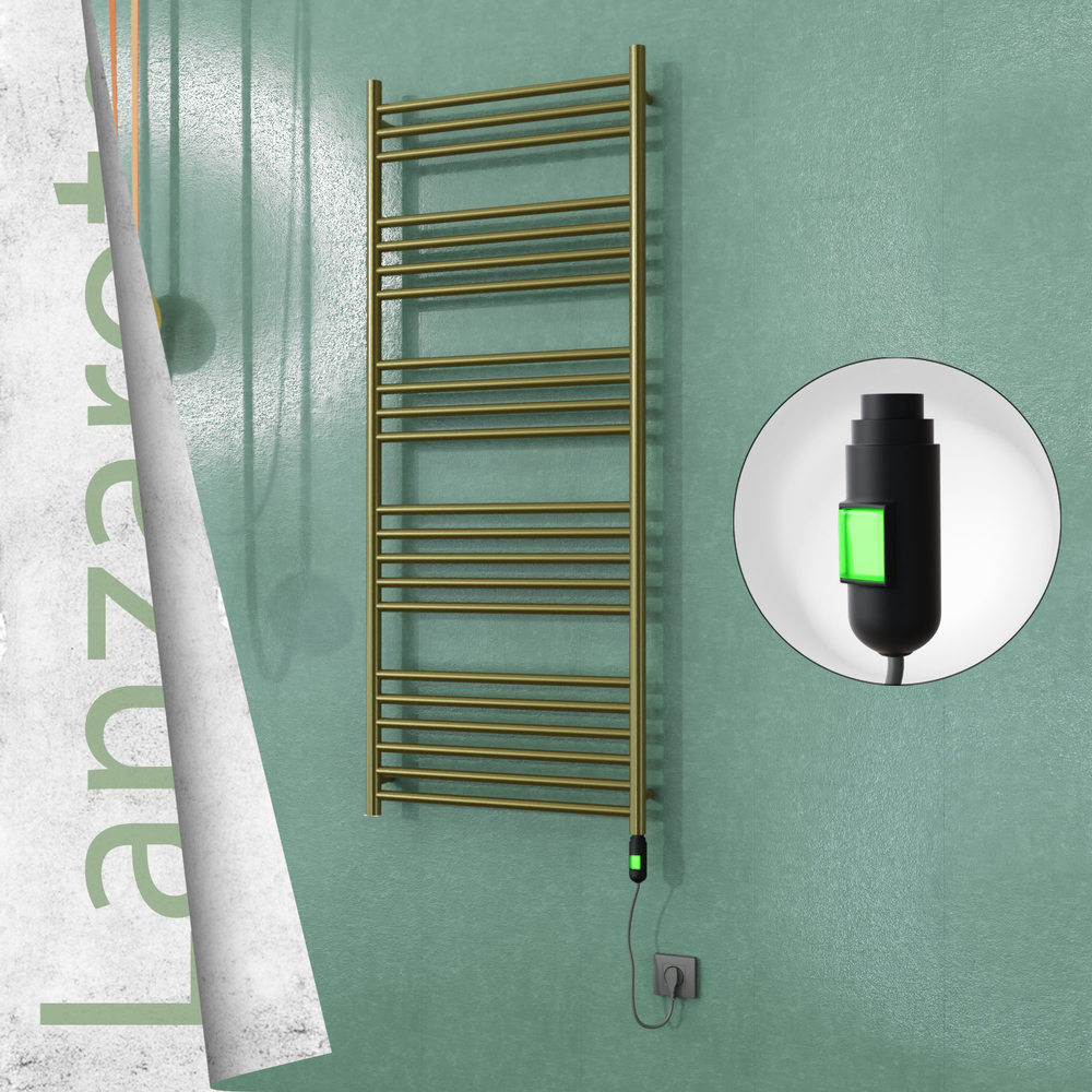 Lanzarote Sèche-serviettes Électrique en Inox 600x1500 Doré Satiné (Interrupteur Marche/Arrêt) 600W - 1