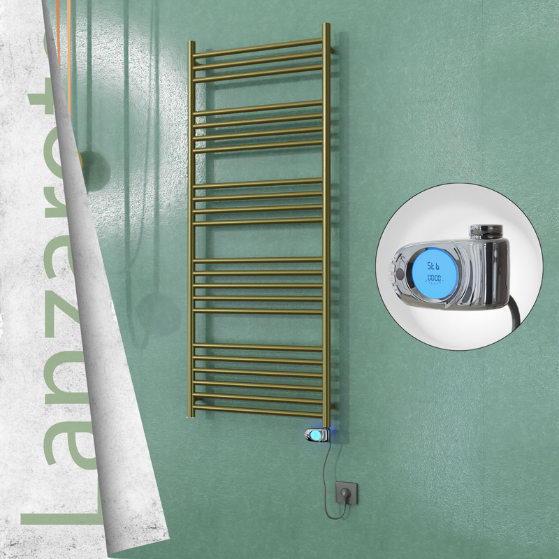 Lanzarote Sèche-serviettes Électrique en Inox 600x1500 Doré Satiné (Musa Thermostat) 600W
